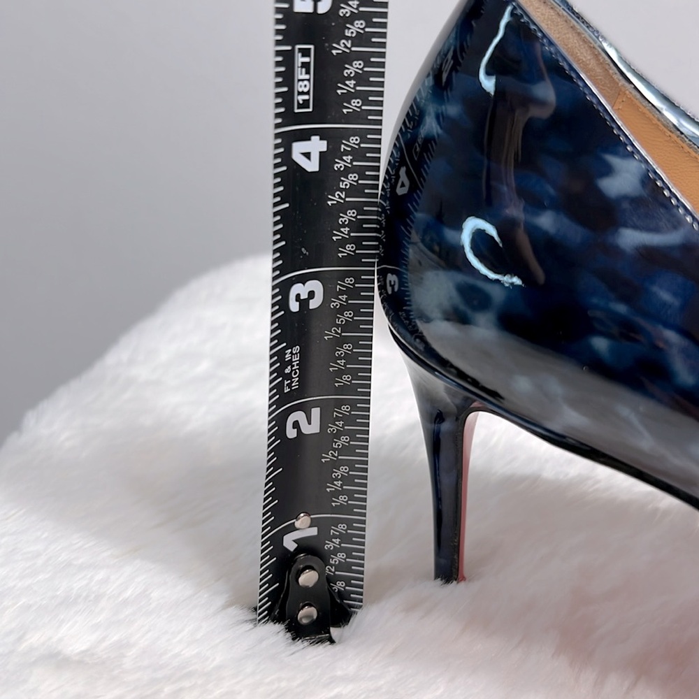 Christian Louboutin Decollete Blue Patent Leather Tortoise Print Pump size 37.5 - Picture 3 of 12